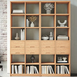 Natural Finish Open Back Pine Vertical Tall Bookcase Image - 1