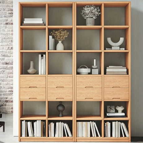 Natural Finish Open Back Pine Vertical Tall Bookcase Image - 1