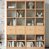 Natural Finish Open Back Pine Vertical Tall Bookcase Image - 1