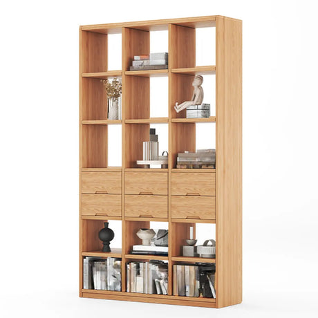 Natural Finish Open Back Pine Vertical Tall Bookcase Image - 2