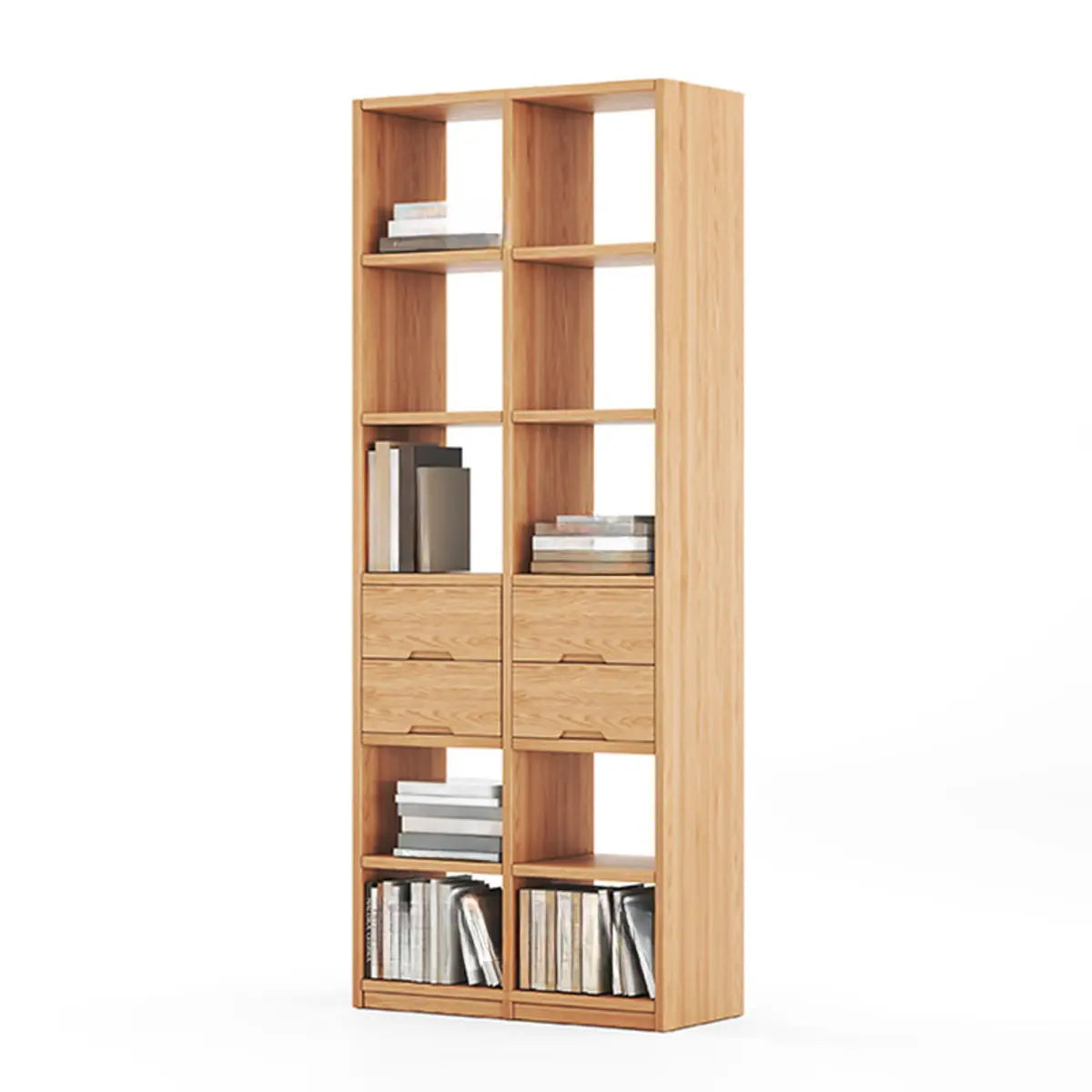 Natural Finish Open Back Pine Vertical Tall Bookcase Image - 4