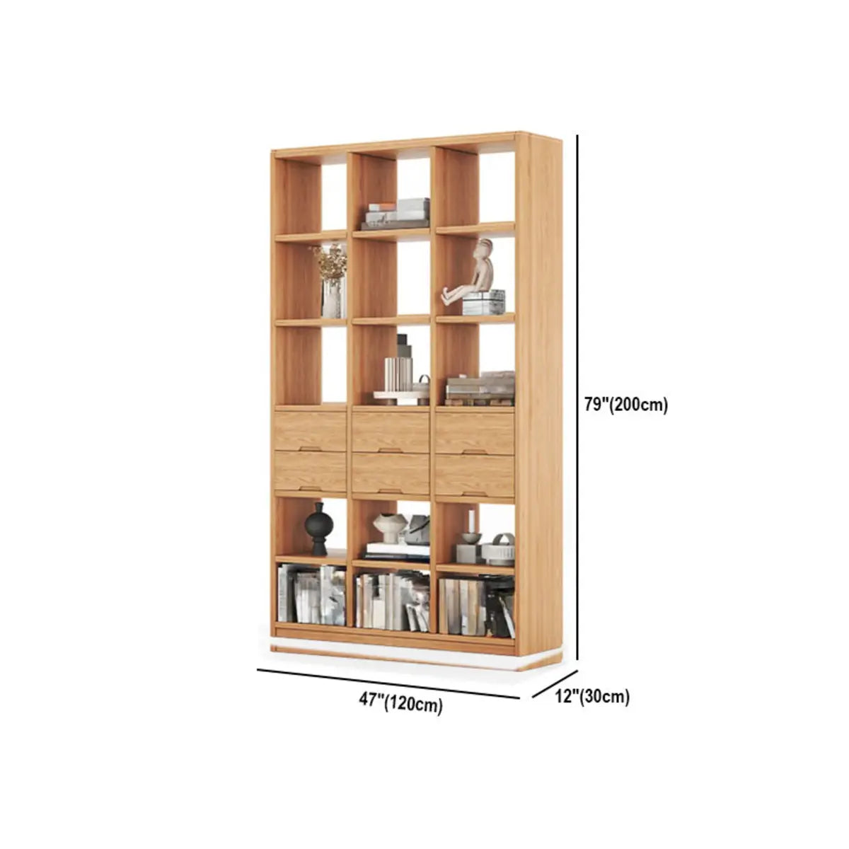 Natural Finish Open Back Pine Vertical Tall Bookcase 