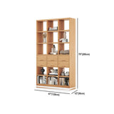 Natural Finish Open Back Pine Vertical Tall Bookcase #size