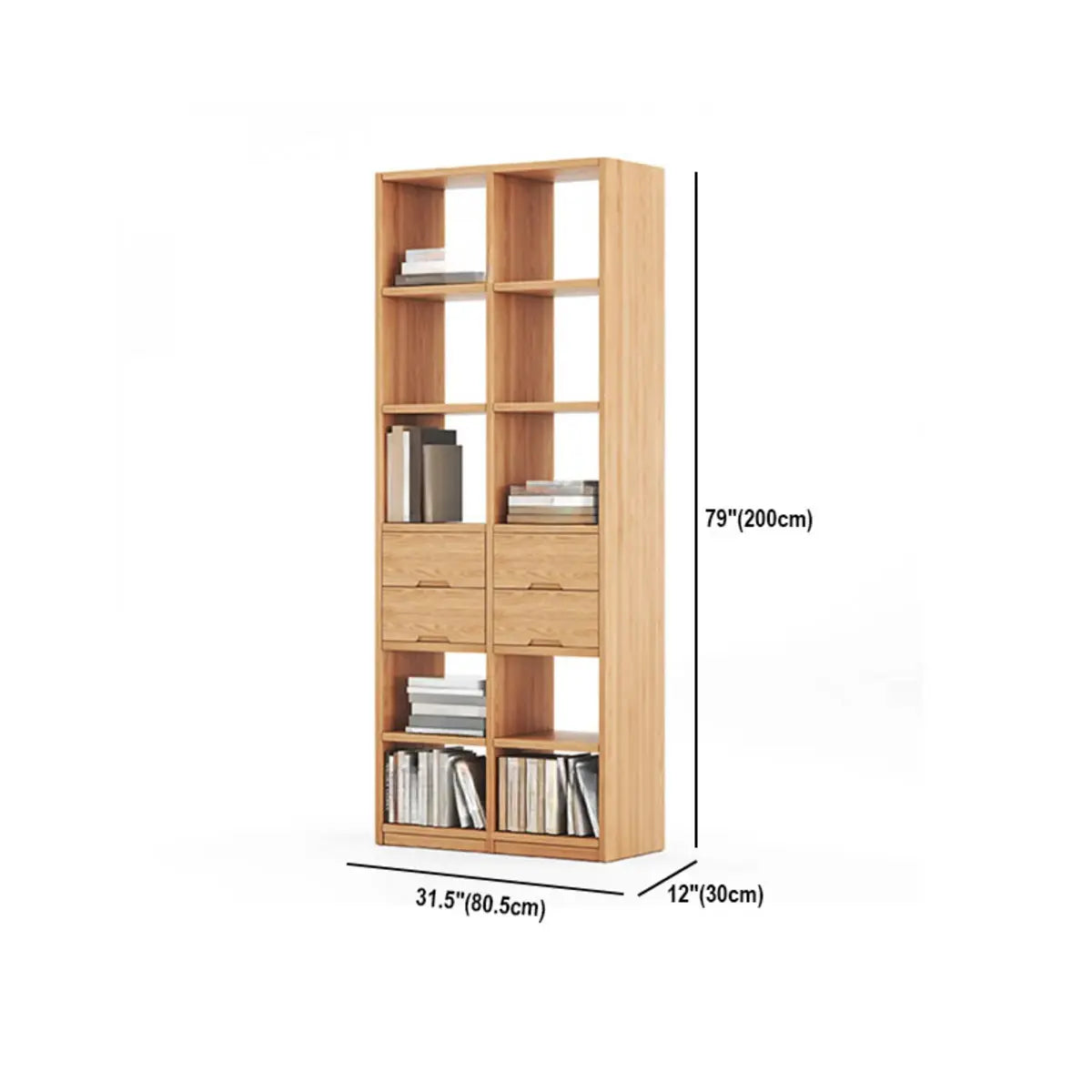 Natural Finish Open Back Pine Vertical Tall Bookcase Image - 9