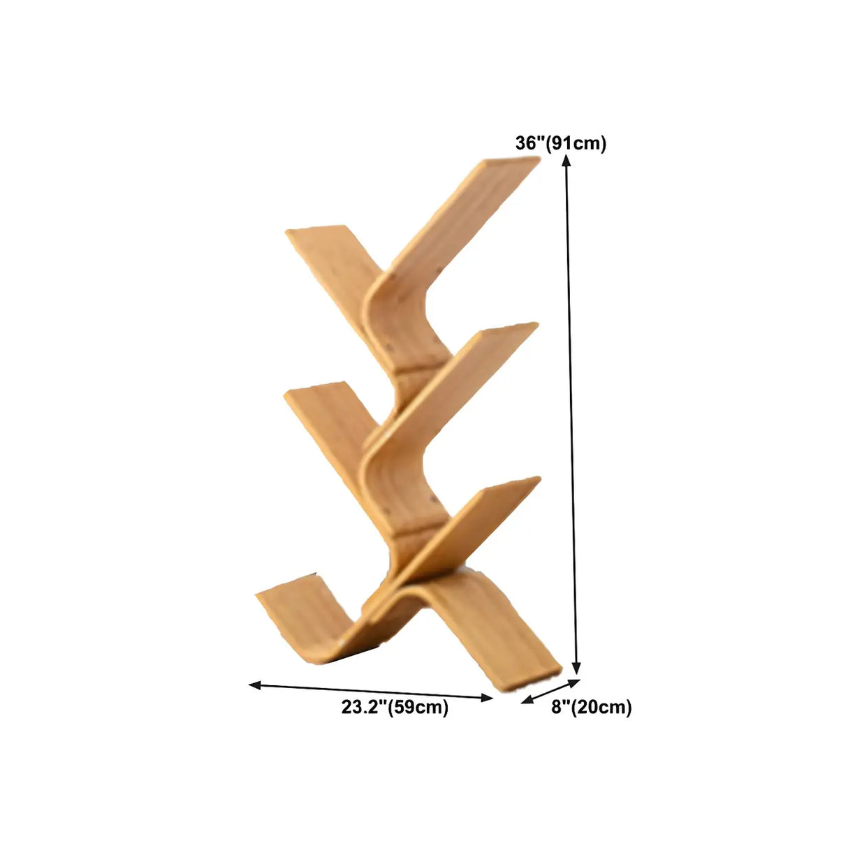 Natural Finish Open Bamboo Etagere Tree Shape Bookcase Image - 17