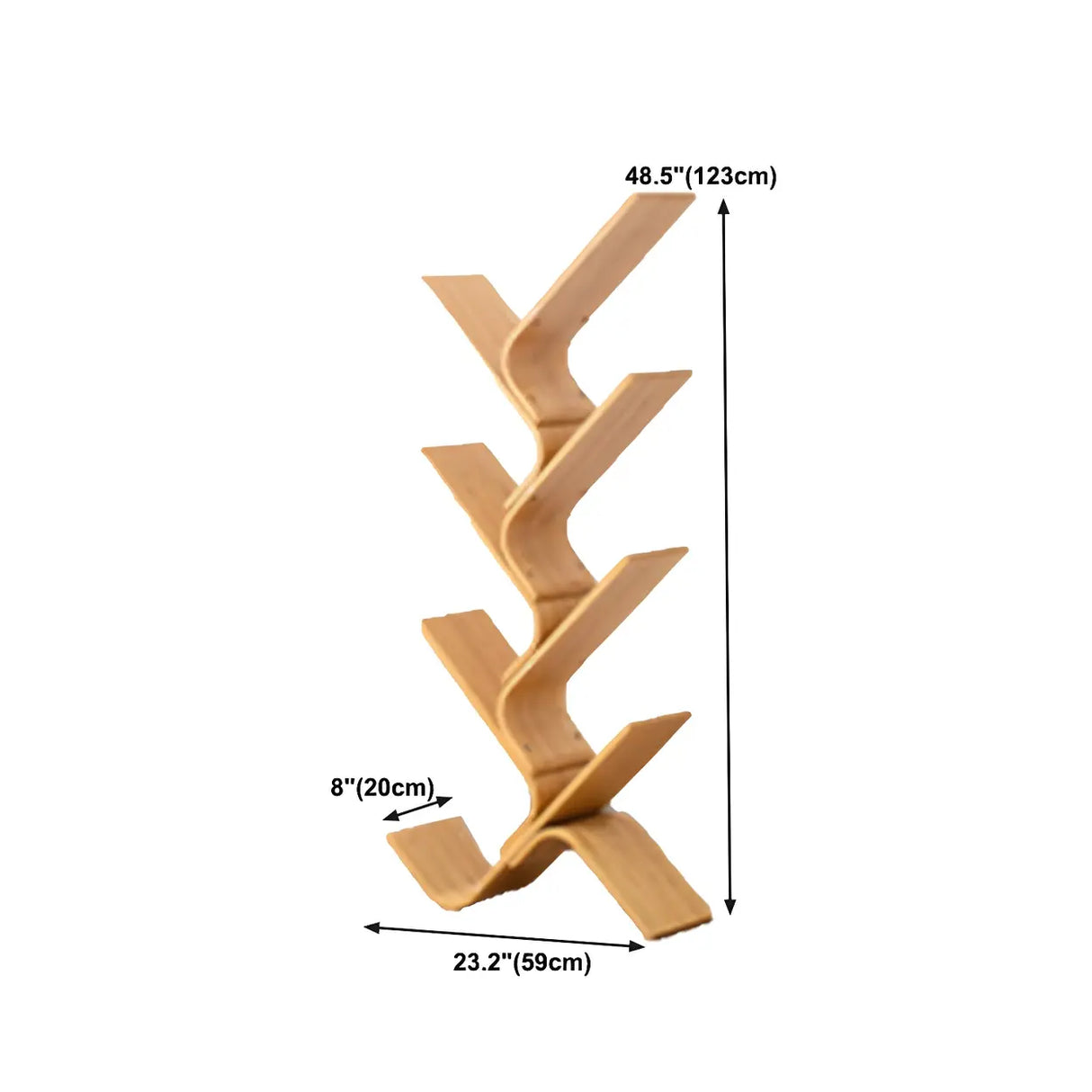Natural Finish Open Bamboo Etagere Tree Shape Bookcase Image - 19