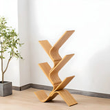 Natural Finish Open Bamboo Etagere Tree Shape Bookcase Image - 5