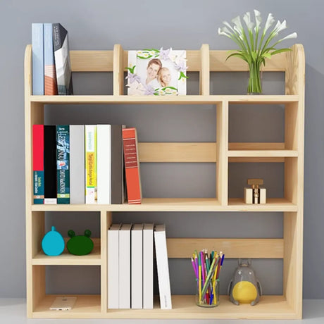 Natural Finish Open Casual Timber Storage Bookcase Image - 1