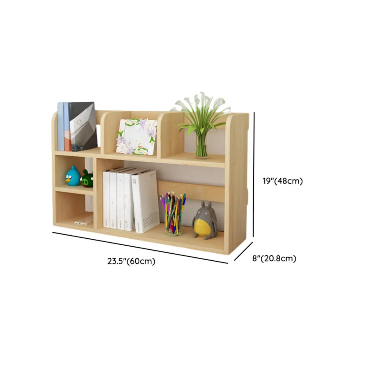 Natural Finish Open Casual Timber Storage Bookcase 