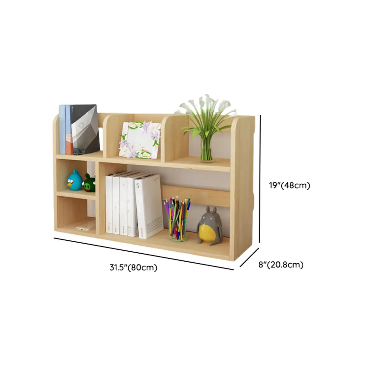 Natural Finish Open Casual Timber Storage Bookcase Image - 16