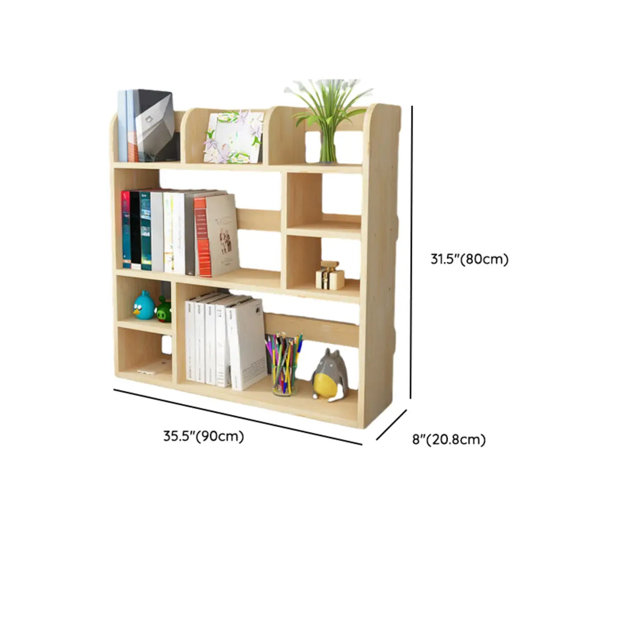 Natural Finish Open Casual Timber Storage Bookcase Image - 30