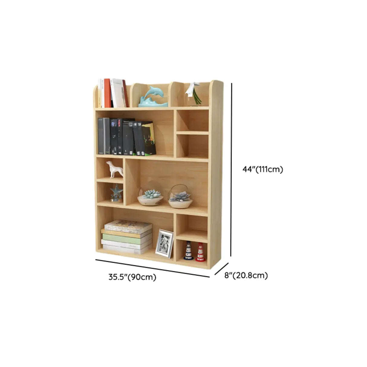 Natural Finish Open Casual Timber Storage Bookcase Image - 43