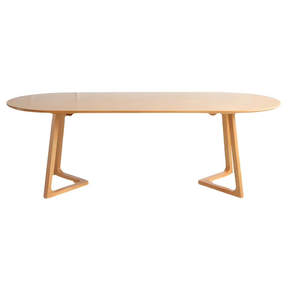 Natural Finish Oval Pine Sled Conference Desk 6-Person Image - 5