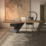 Natural Finish Pine Wood Pedestal Reception Desk Image - 1