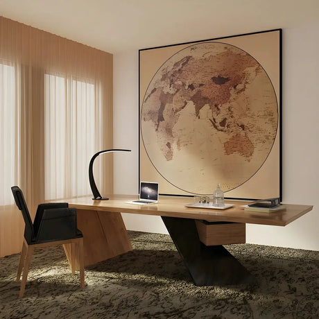 Natural Finish Pine Wood Pedestal Reception Desk Image - 4