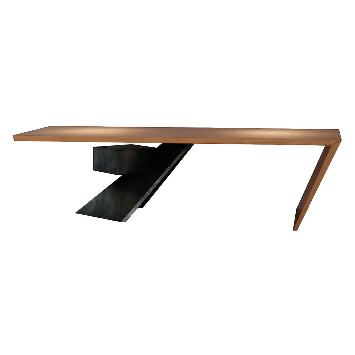 Natural Finish Pine Wood Pedestal Reception Desk Image - 5