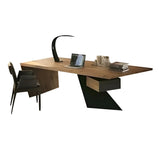 Natural Finish Pine Wood Pedestal Reception Desk Image - 7