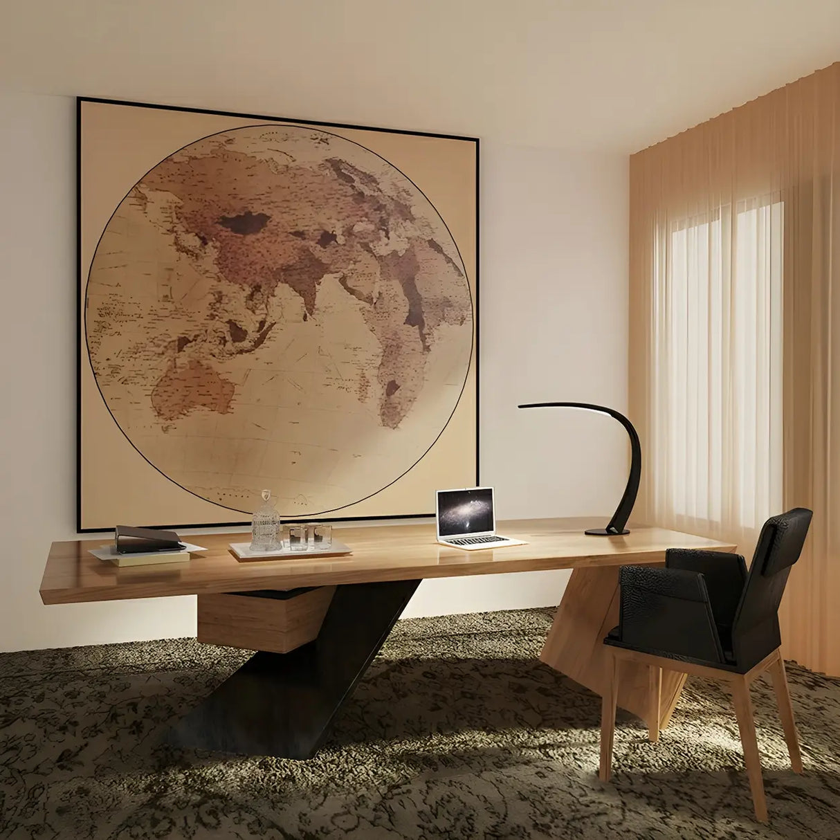 Natural Finish Pine Wood Pedestal Reception Desk Image - 9