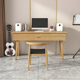 Natural Finish Pine Wood Piano Desk with Storage Image - 4