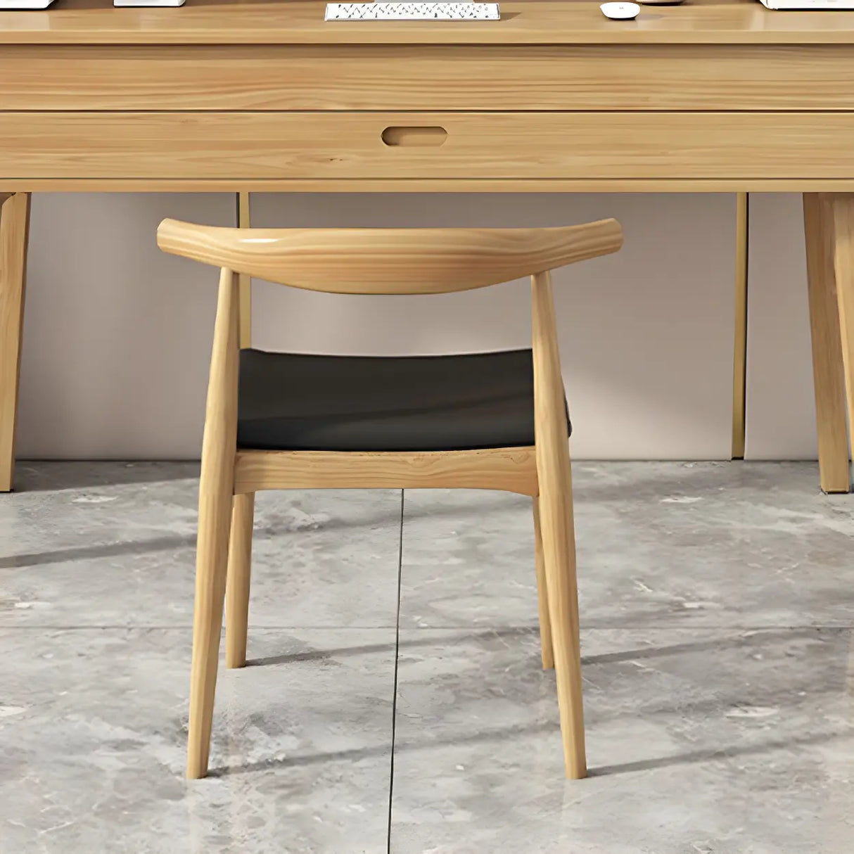 Natural Finish Pine Wood Piano Desk with Storage Image - 6