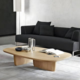 Natural Finish Pine Wood Rectangular Coffee Table Image - 1