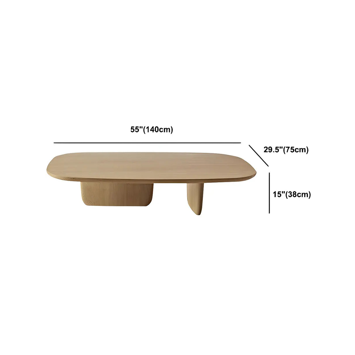 Natural Finish Pine Wood Rectangular Coffee Table Image - 12