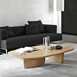 Natural Finish Pine Wood Rectangular Coffee Table Image - 2