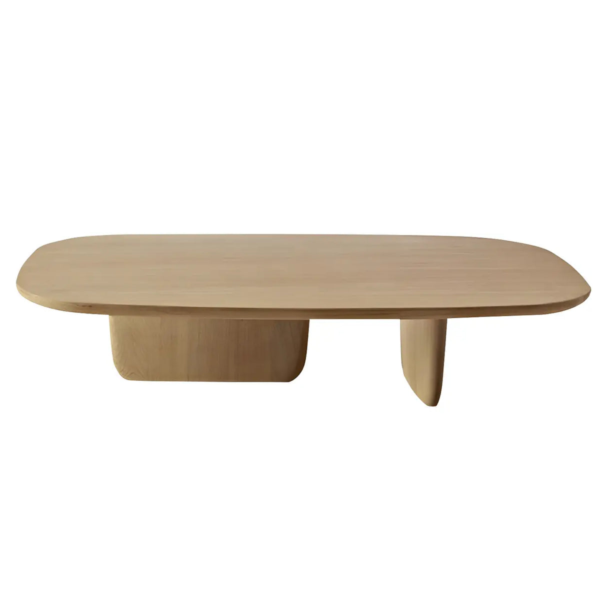 Natural Finish Pine Wood Rectangular Coffee Table Image - 5