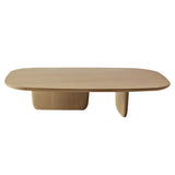 Natural Finish Pine Wood Rectangular Coffee Table Image - 5