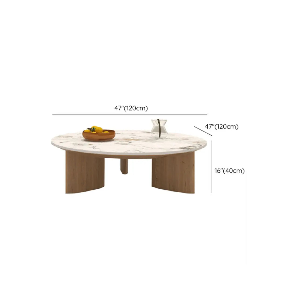 Natural Finish Pine Wood Round Three Leg Coffee Table Image - 8