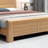 Natural Finish Queen Curved Wood Panel Bed with Mattress Image - 4