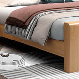 Natural Finish Queen Curved Wood Panel Bed with Mattress Image - 6