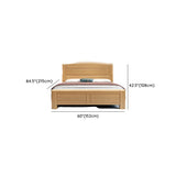 Natural Finish Queen Curved Wood Panel Bed with Mattress #size