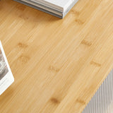Natural Finish Rectangle Wood Open Storage TV Stand Image - 9