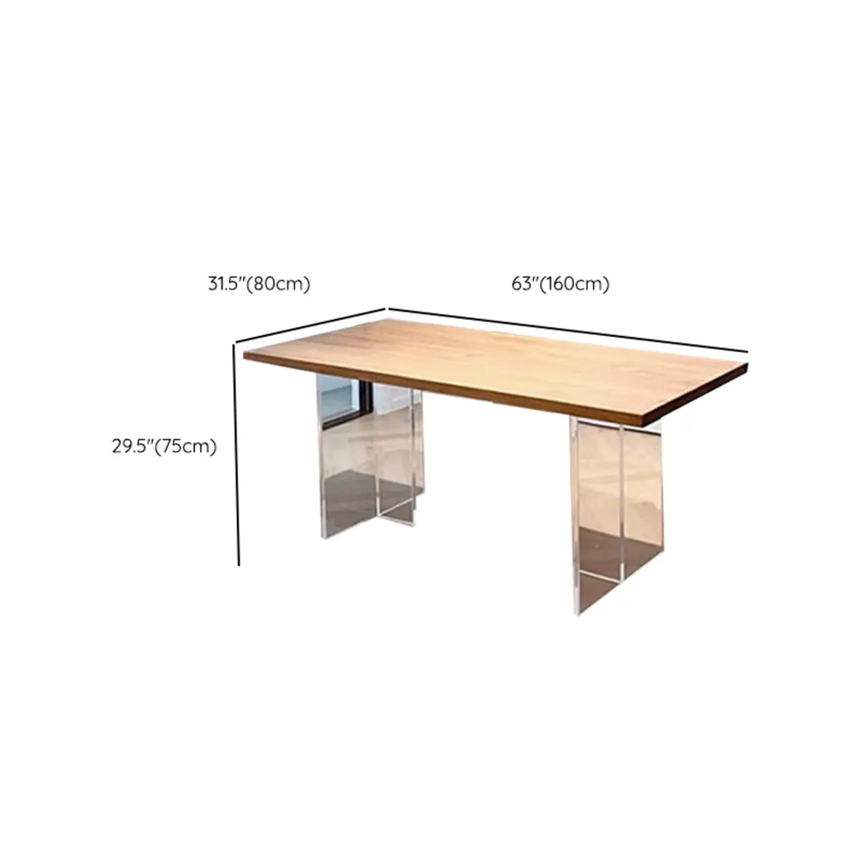 Natural Finish Rectangular Standard Writing Desk Image - 12