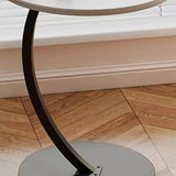 Natural Finish Round Wood Metal Base C-Shaped Side Table Image - 19