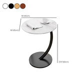 Natural Finish Round Wood Metal Base C-Shaped Side Table #size