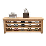 Natural Finish Rubberwood Entryway Bench with Shelves Image - 3