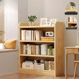 Natural Finish Rustic Rectangular Wood Narrow Bookcase Image - 11