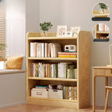 Natural Finish Rustic Rectangular Wood Narrow Bookcase Image - 11