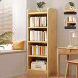 Natural Finish Rustic Rectangular Wood Narrow Bookcase Image - 12