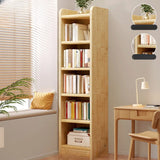 Natural Finish Rustic Rectangular Wood Narrow Bookcase Image - 14