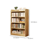 Natural Finish Rustic Rectangular Wood Narrow Bookcase #size