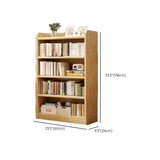 Natural Finish Rustic Rectangular Wood Narrow Bookcase #size