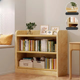 Natural Finish Rustic Rectangular Wood Narrow Bookcase Image - 4