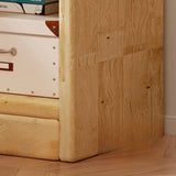 Natural Finish Rustic Rectangular Wood Narrow Bookcase Image - 7