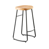 Natural Finish Saddle Wood Backless Sled Bar Stool Image - 10