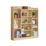 Natural Finish Simple Solid Wood Rectangular Bookcase Image - 10
