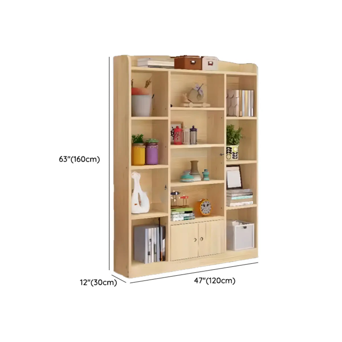 Natural Finish Simple Solid Wood Rectangular Bookcase Image - 14