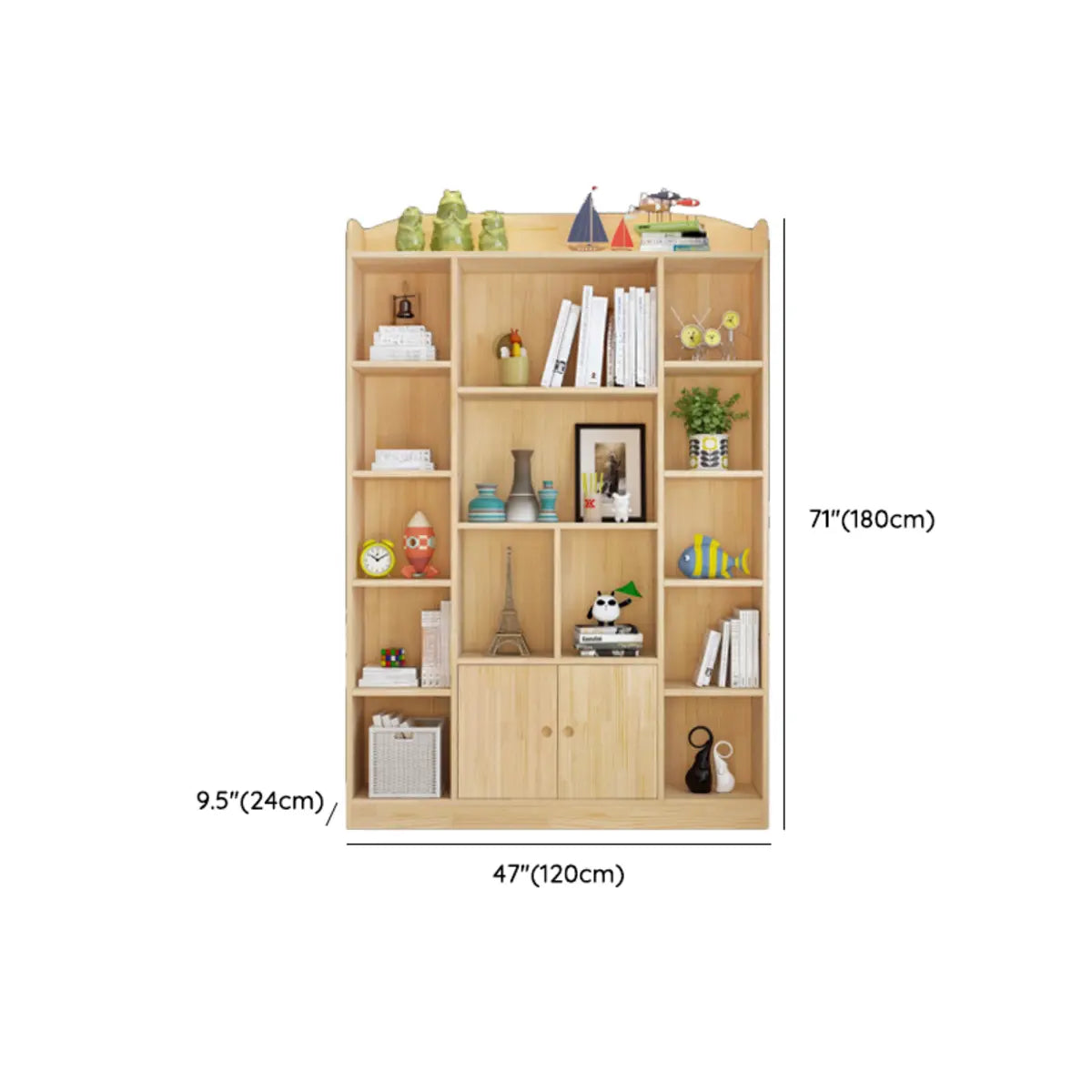 Natural Finish Simple Solid Wood Rectangular Bookcase Image - 15